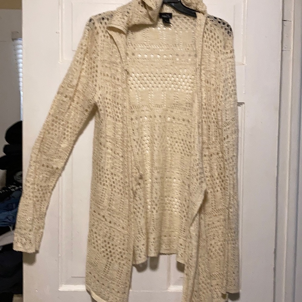 Hooded crotched cardigan